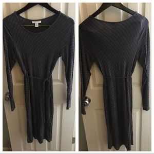 Motherhood Maternity Gray + Purple Striped Dress